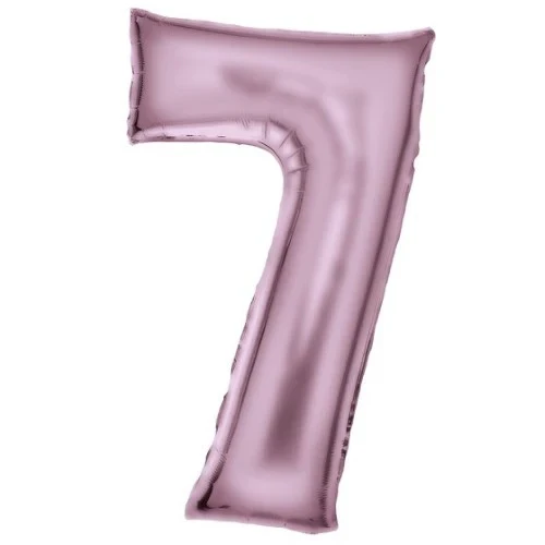 Large Number 7 Silk Lustre Pastel Pink Foil Balloon 53cm w x 89cm h
