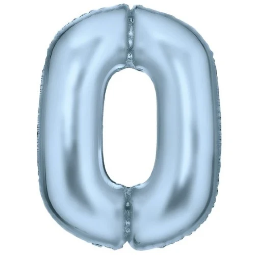 Large Number 0 Silk Lustre Pastel Blue Foil Balloon 64cm w x 90cm h