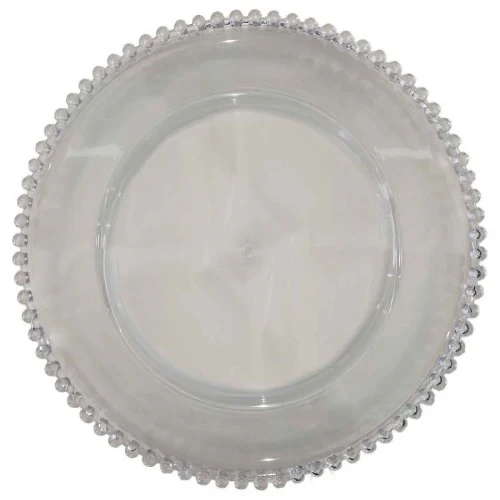 Clear Plastic Beaded Charger Plate 33cm