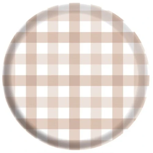 Gingham Melamine 17cm Plate White Sand  - Pack of 4