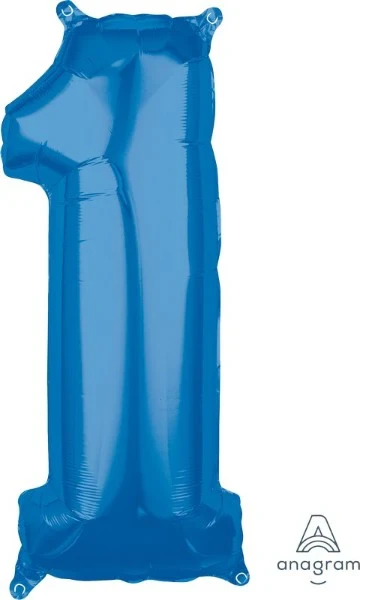Foil Balloon - Mid-Size Shape Numeral 1 (Blue)