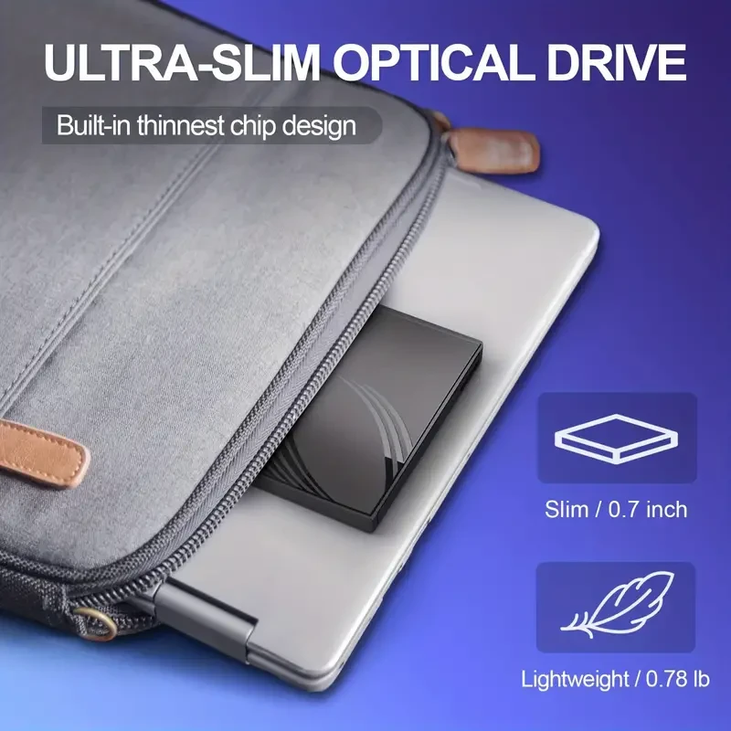 Ultra Slim External CD DVD Drive with USB 3.0 Ports and TF/SD Card Slots