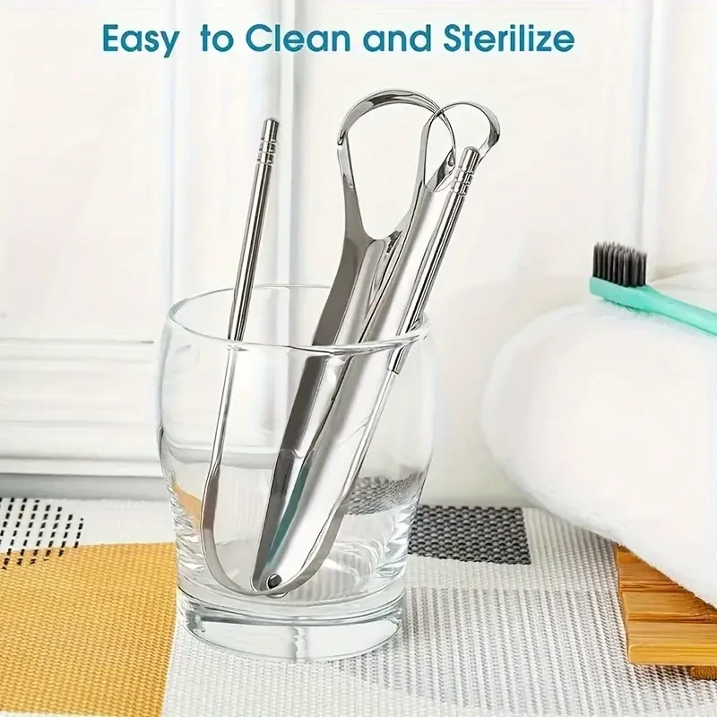 3pcs Stainless Steel Tongue Scraper - Portable Tongue Cleaner for Adults