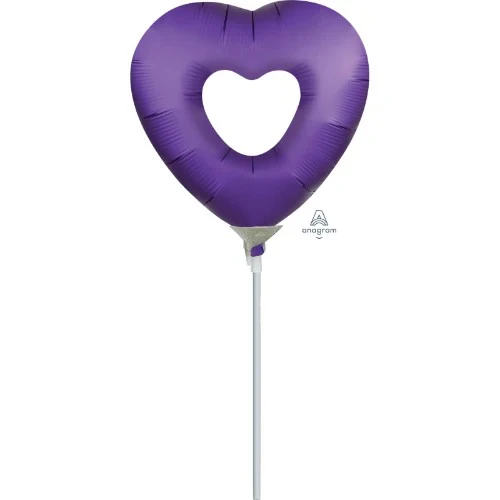 Foil Balloon - Mini Shape Purple Royale Open Heart