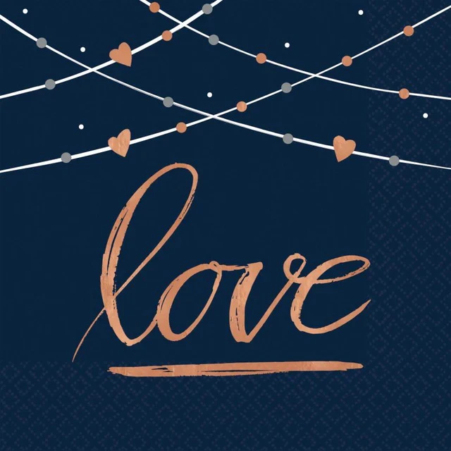 Navy Bride Beverage Napkins love Hot Stamped - (Pack of 16)