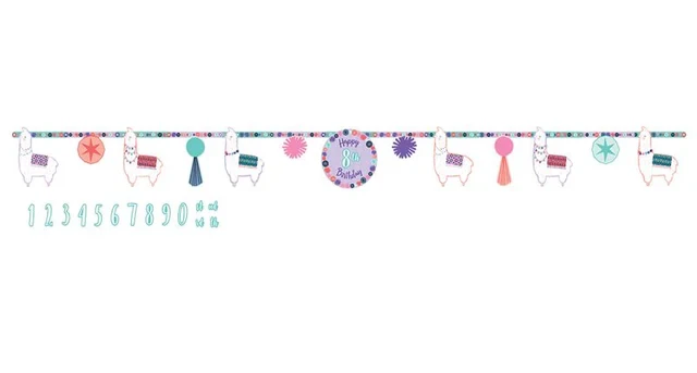Llama Fun Jumbo Add-An-Age Letter Banner