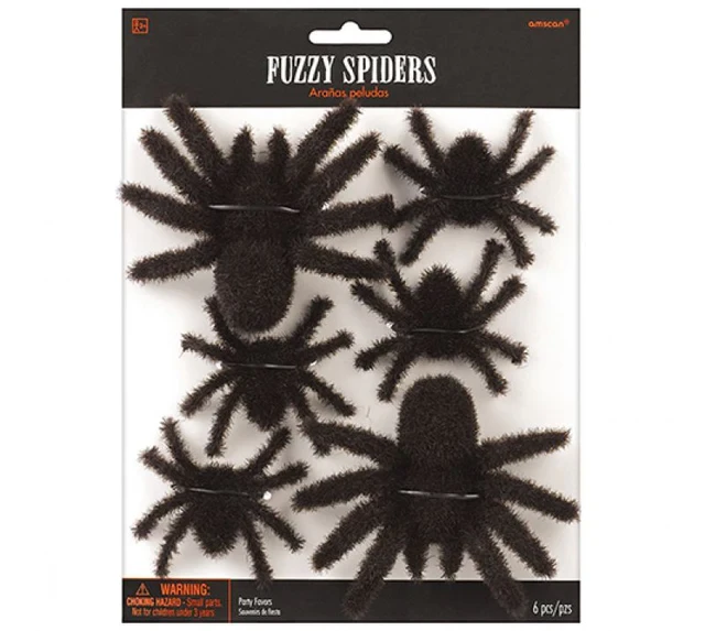 Fuzzy Hairy Spiders Favors  (Pack of 6)
