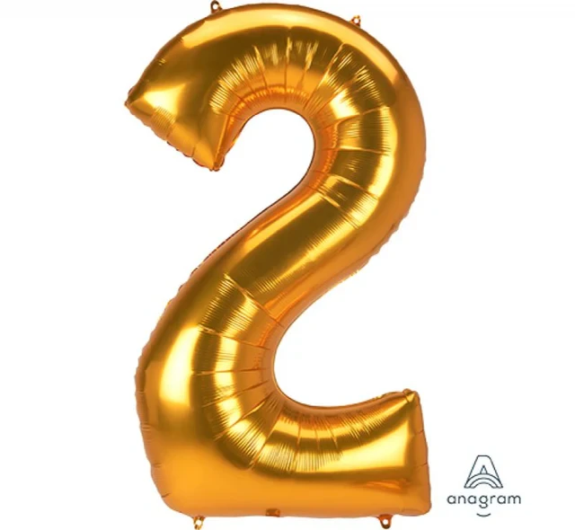 Foil Balloon - Supershape Jumbo Number 2 Gold 78cm X 134cm