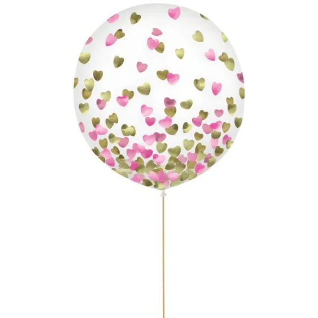 Latex Balloons 60cm & Confetti Hearts - Pack of 2