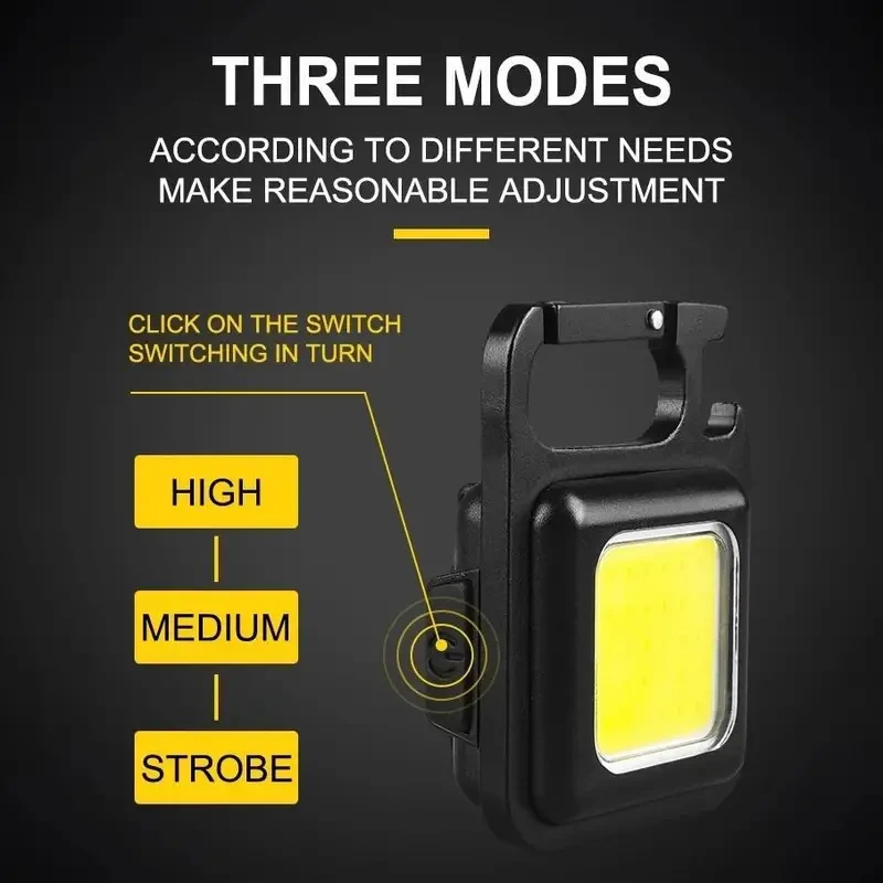 Multifunctional Mini COB Keychain Flashlight