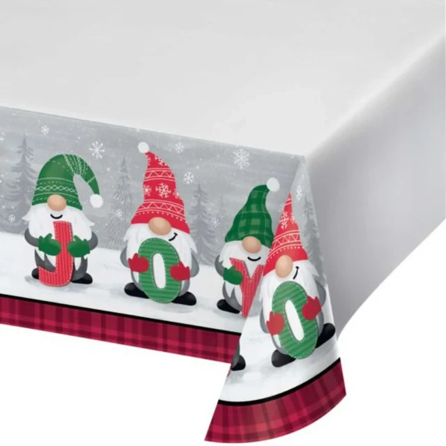 Holiday Gnomes Tablecover Border Print Paper 137cm x 259cm
