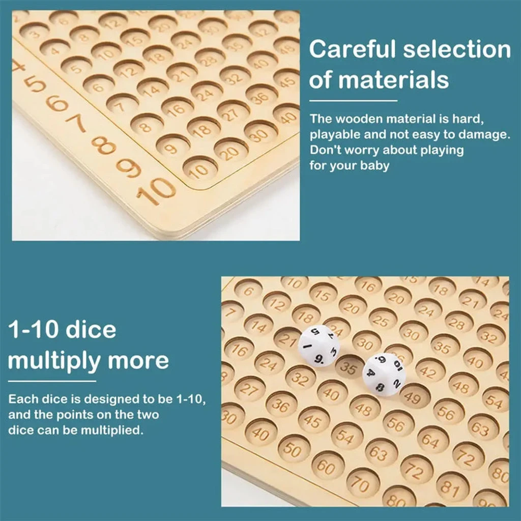 Multiplication Wooden Board Game Kids Learning Educational Toy
