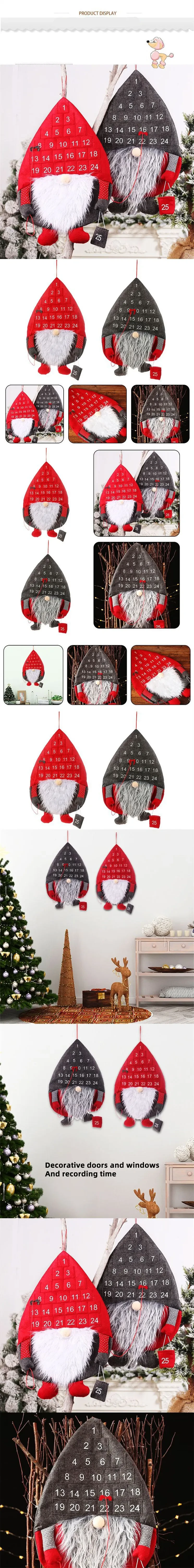 Christmas Advent Calendar Santa Claus Faceless Doll Hanging Christmas Decor Door Wall Window Party Supply