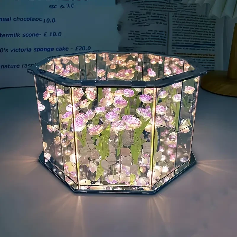 21pcs Flowers DIY Desktop Ornaments Night Light Set