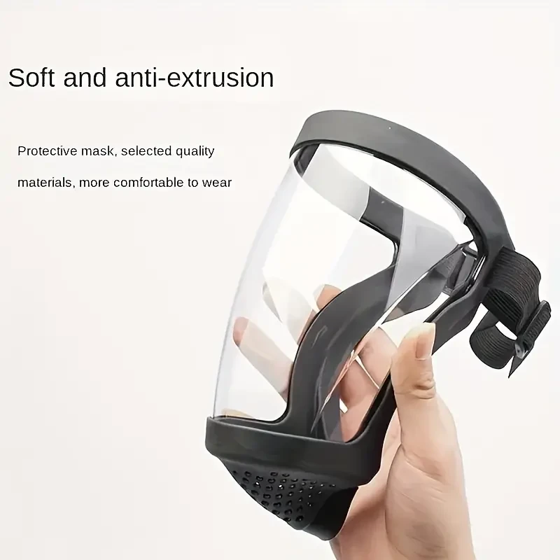Full-Face Transparent Mask with Adjustable Buckle - Reusable and Heat-Resistant Facial Shield