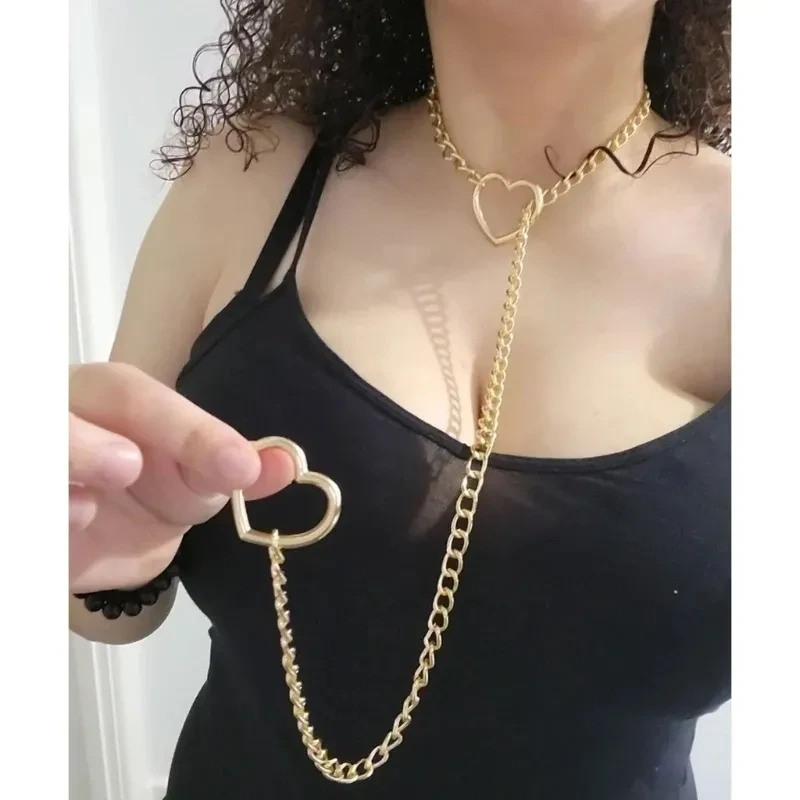 Stainless Steel Lariat Heart Necklace