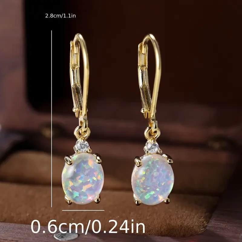 Sterling Silver Dangle Earrings Inlaid Opal