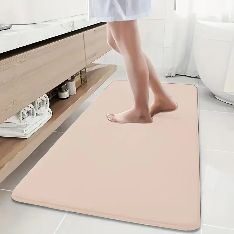 1pc Luxurious Ultra Absorbent Bath Mat - 25D High-Density Soft Sponge, Non-Slip, Quick-Drying, Mildew-Resistant Bathroom Rug