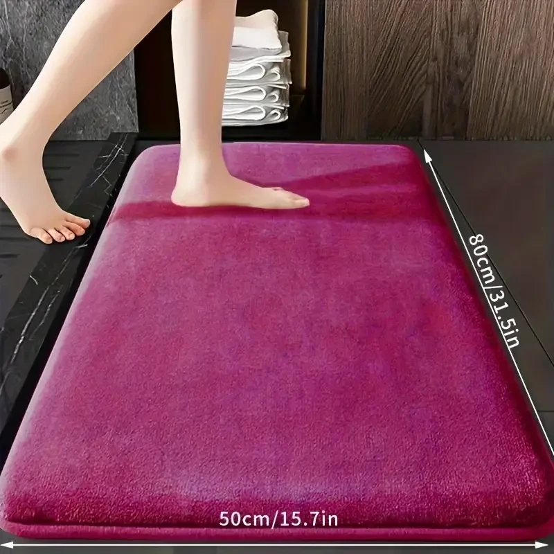 1pc Luxurious Ultra Absorbent Bath Mat - 25D High-Density Soft Sponge, Non-Slip, Quick-Drying, Mildew-Resistant Bathroom Rug