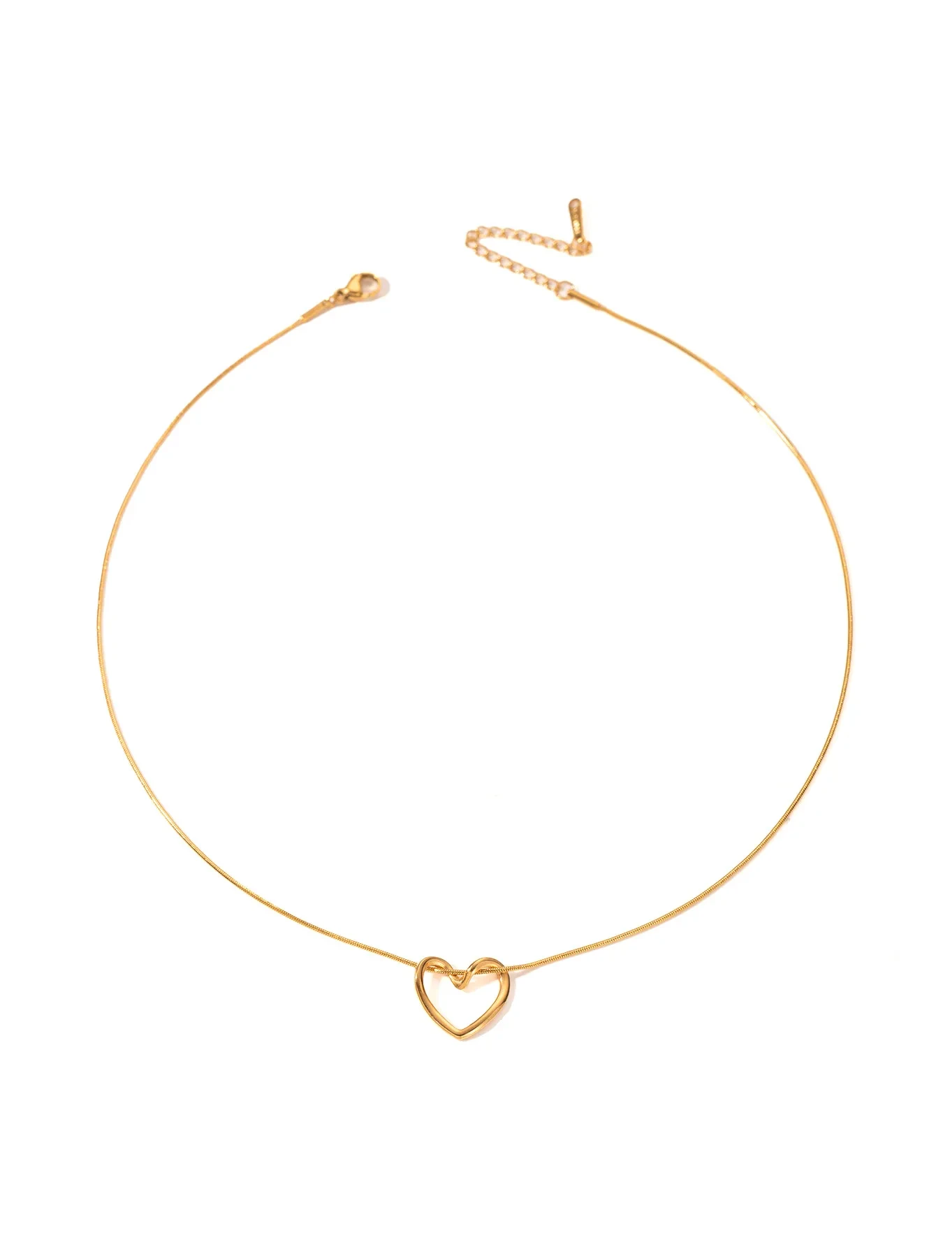 Steel Twist Hollow Heart Pendant Necklace