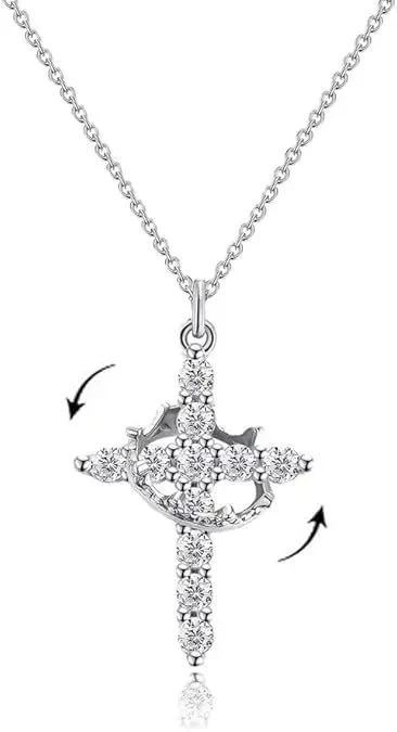 Diamond Crown Rotatable Necklace