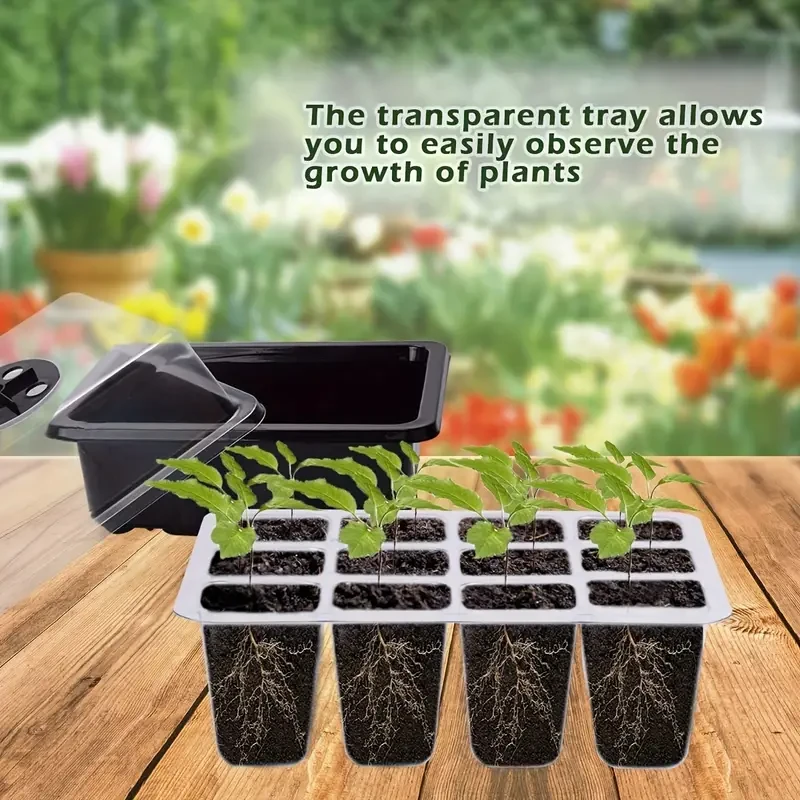 10-Pack Seedling Starter Trays - Humidity Adjustable, 12-Cell Grow Trays