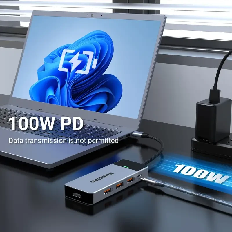 OBERSTER 5-in-1 USB C Hub with 4K HDMI, 3 USB 3.2 Ports (10Gbps), and 100W PD
