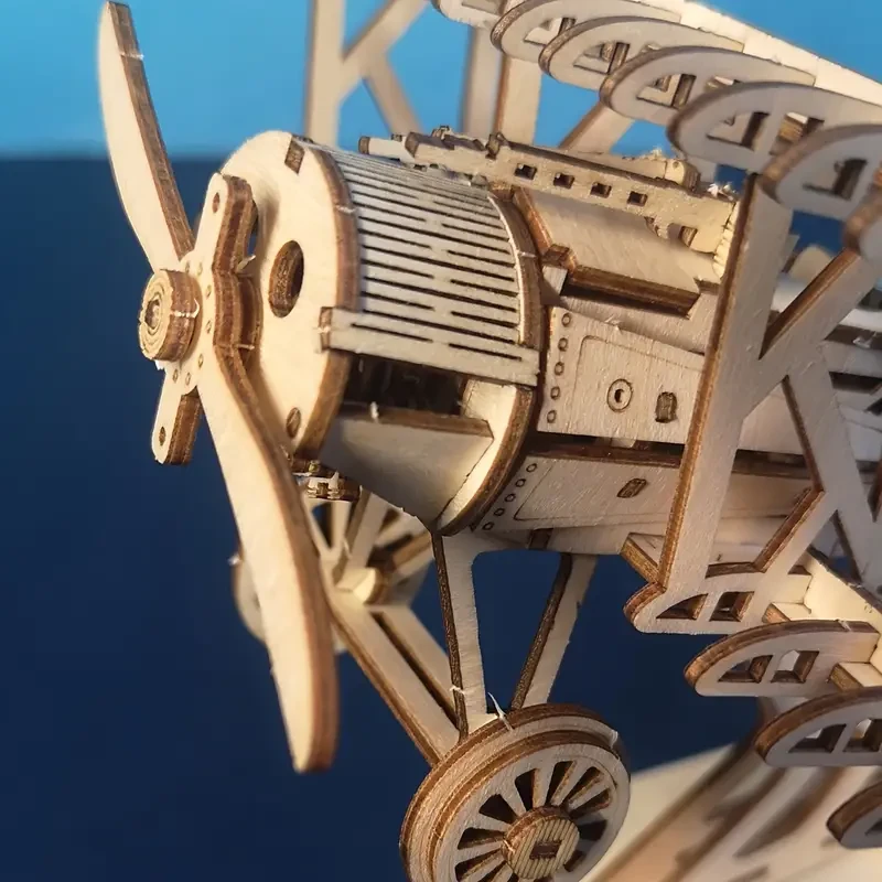 3D Wooden Bi-Plane Model Kit - Handcrafted DIY Puzzle