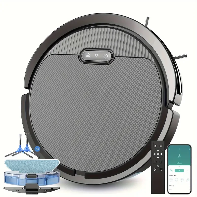 Ultra-Slim Robot Vacuum & Mop Combo - 4000Pa Suction, Wi-Fi Control