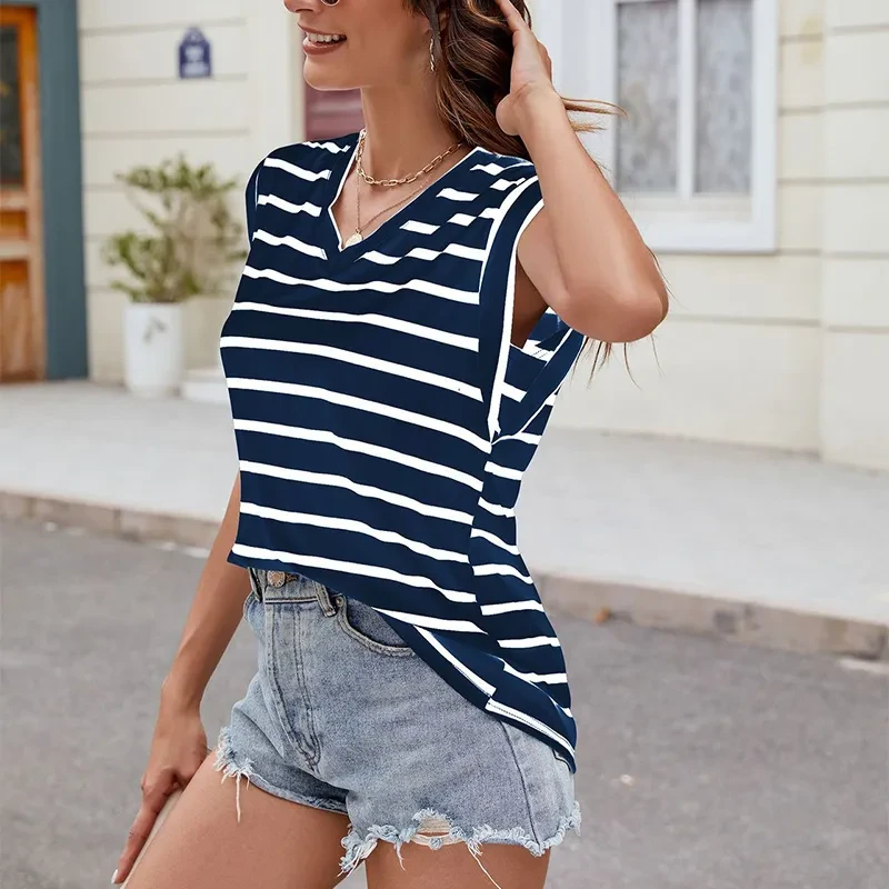 V-neck Short-sleeved T-Shirt Summer Loose Tank Top
