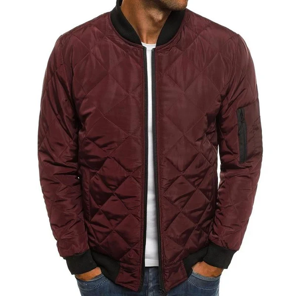 Men's Padded Stand Collar Solid Color Thermal Padded Jacket