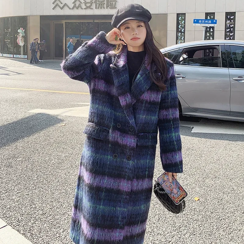 Vintage Plaid Woolen Coat for Women