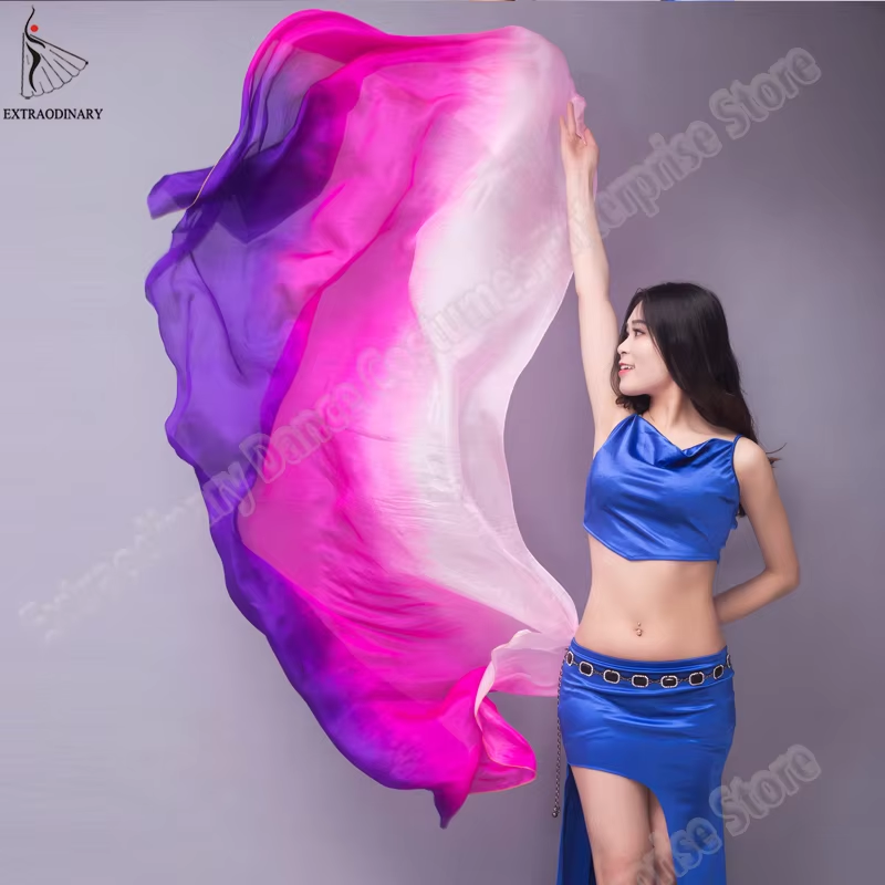Belly dance Scarf Silk Veils Belly Dance veil Shawls Women Light Hand Thrown Scarf Shawl Gradient Silk Veil Dance Performance