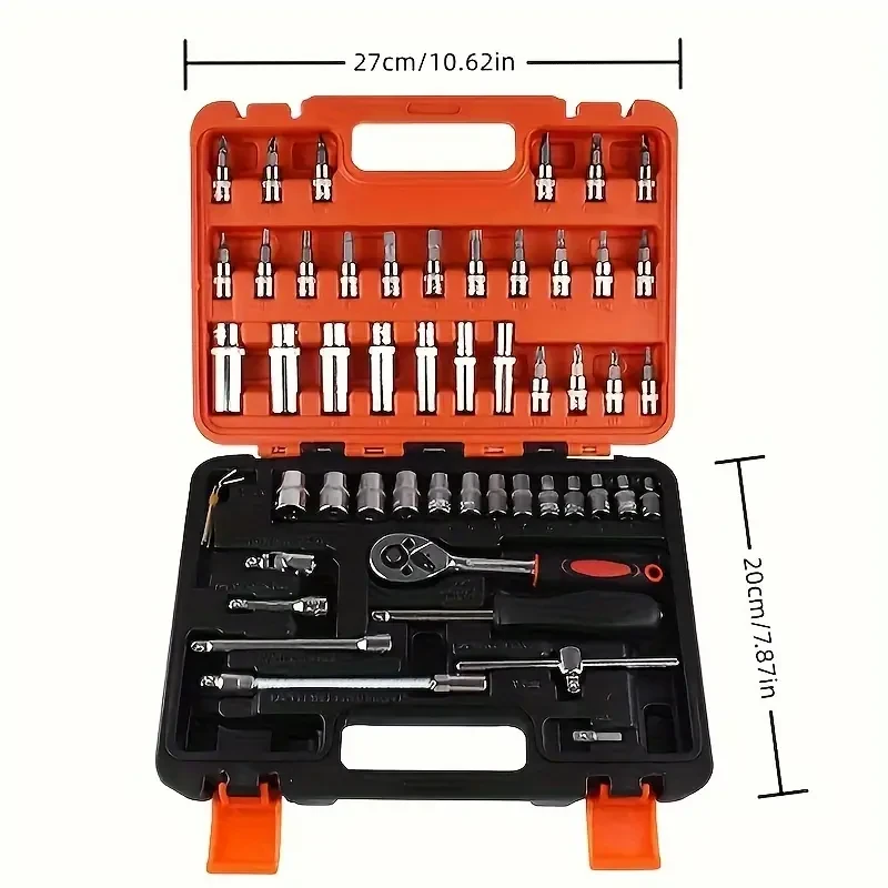 151/53-Piece Professional Automotive Tool Set with Ratcheting Wrenches