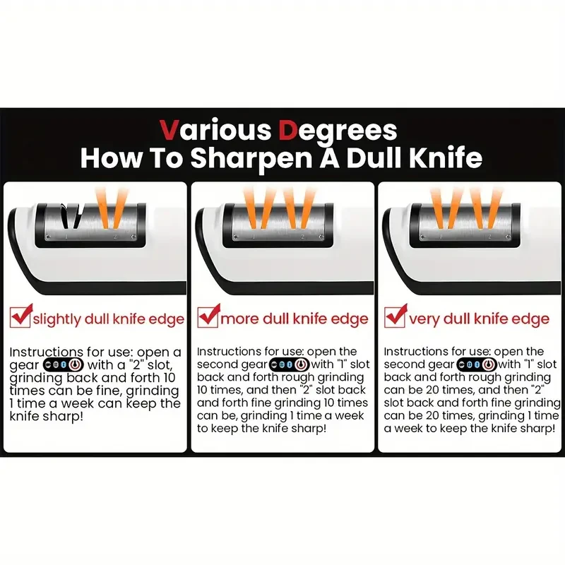 Electric Knife Sharpener - USB Rechargeable, 2-Speed Adjustable