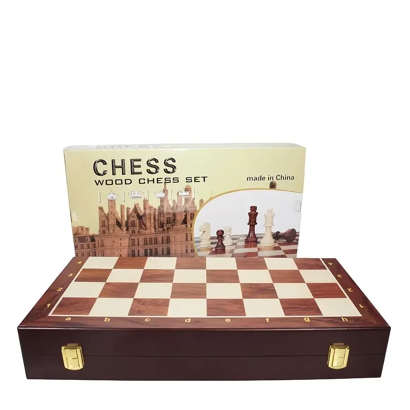 Premium Solid Wood Chess Set - Folding Board with Extra Queens
