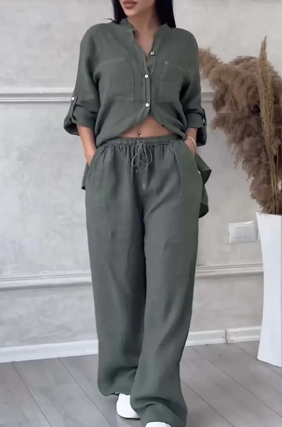 Lace-up Two-piece Suit