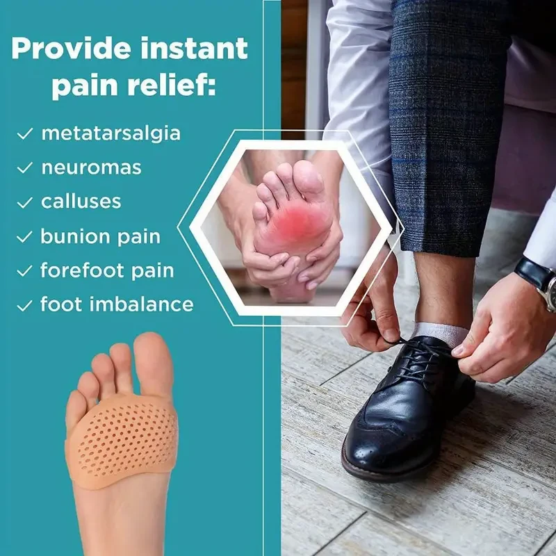 2-Piece Silicone Metatarsal Pads - Toe Separation & Forefoot Support Insoles