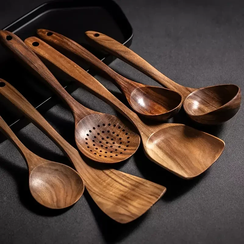 6pcs/5pcs Wooden Spoons, Kitchen Wooden Utensils for Cooking