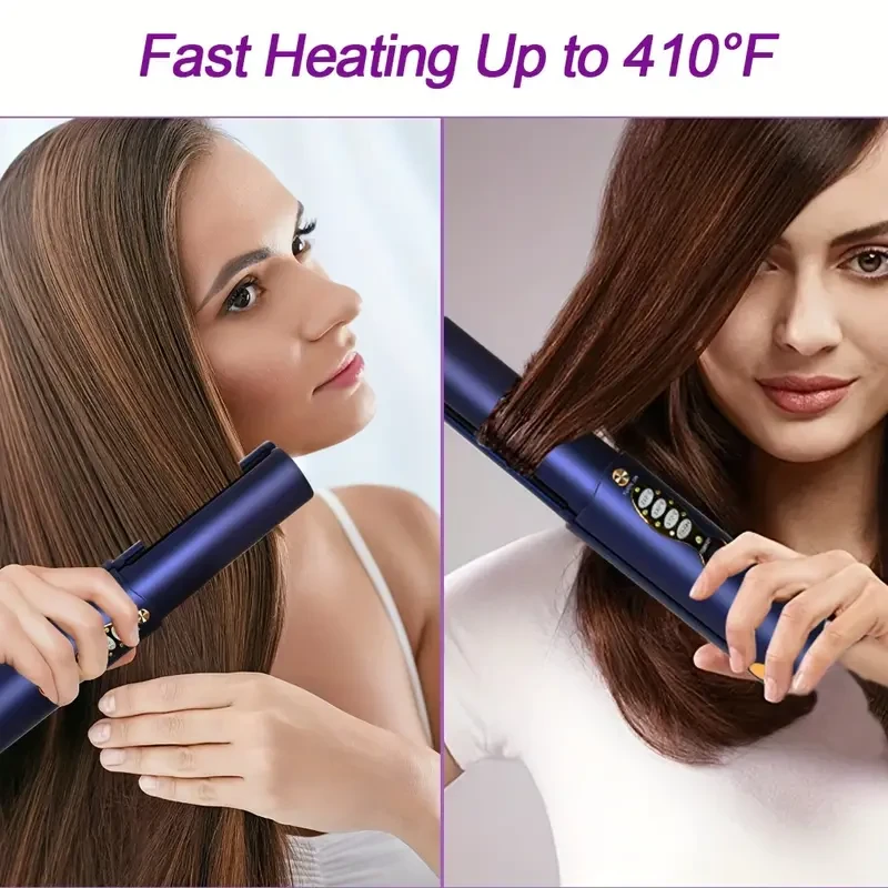 Cordless Hair Straightener, Portable Hair Straightener, 2-in-1 Rechargeable Hair Straightener With Titanium Plates 45 Second Fast Heating, 3 Temp Adjustable Cordless Straightener Curler: Beauty & Personal Care