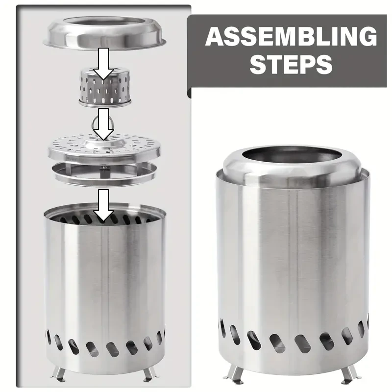 Mini Tabletop Fire Pit for Smores - Stainless Steel, Portable with Carry Bag