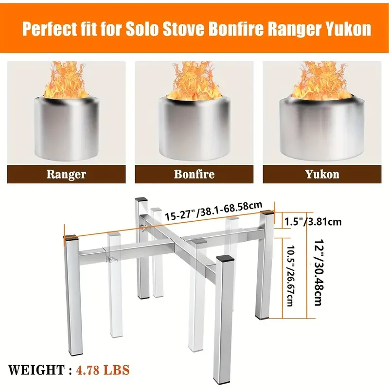 Uniflasy 15-27 Inch Firepit Stand for Smokeless Fire Pits