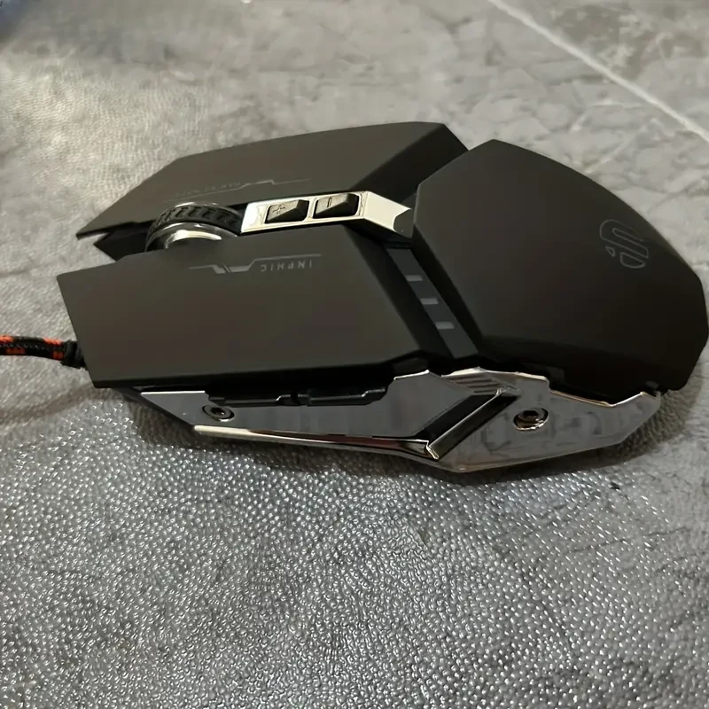 INPHIC USB wired metal base mecha style - game mouse with 6 buttons