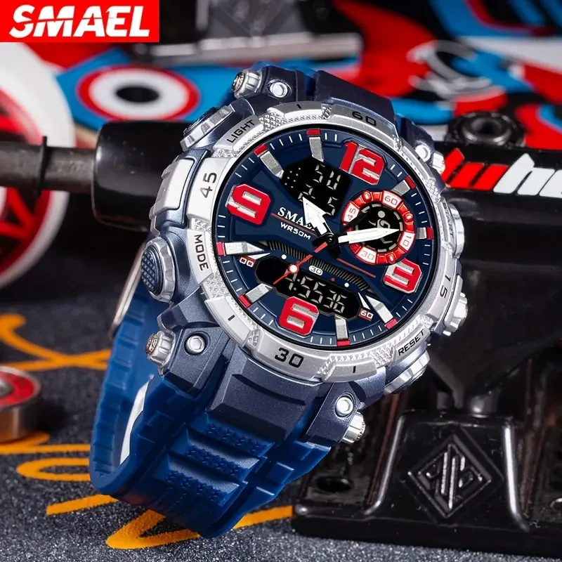 Men's Dual Display Sports Watch - Waterproof, Luminous, Multifunctional with Stopwatch, Alarm, and Date Display - Perfect Gift for King's Day, Outdoor Enthusiasts, and Fitness Lovers