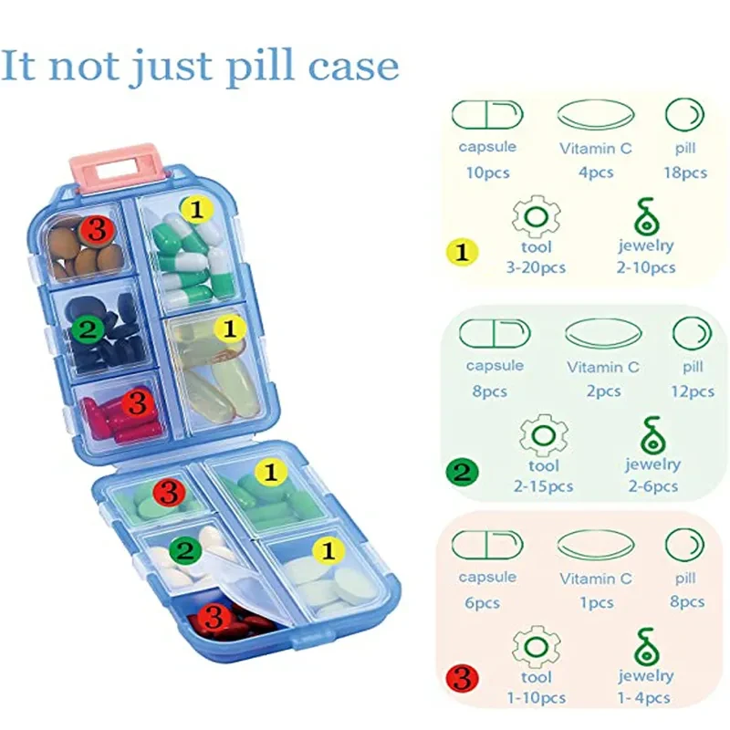 Travel Pill Organizer 10 Grid