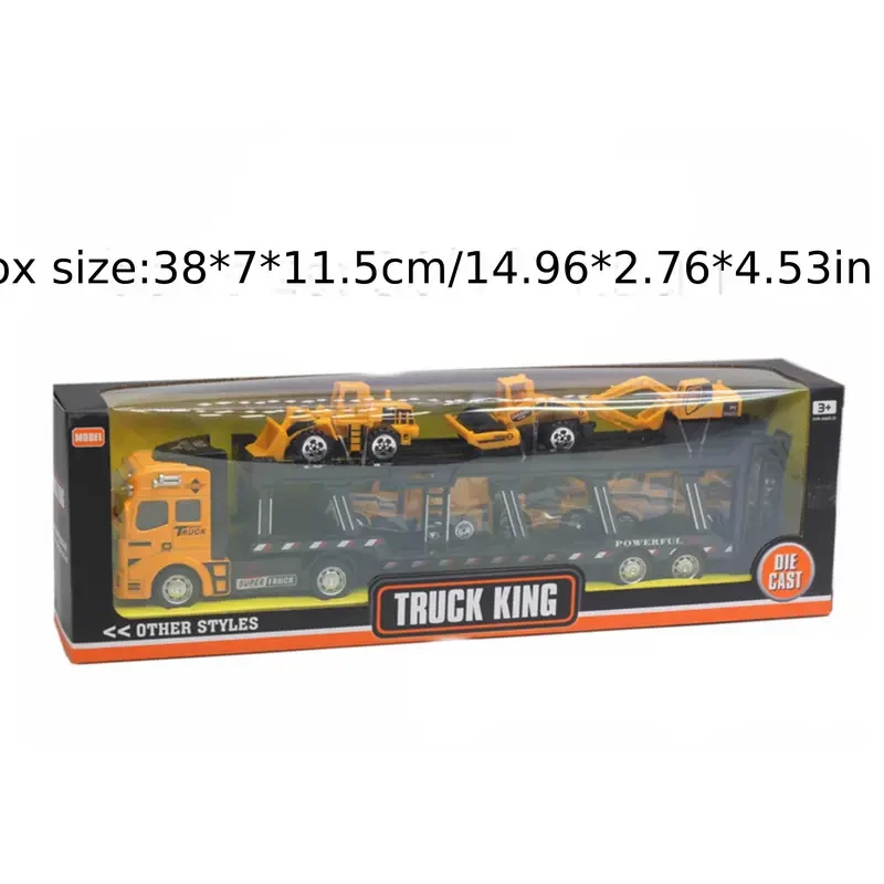 Truck King Die-Cast Toy Set - 32CM Semi-Truck with 6 Mini Construction Vehicles