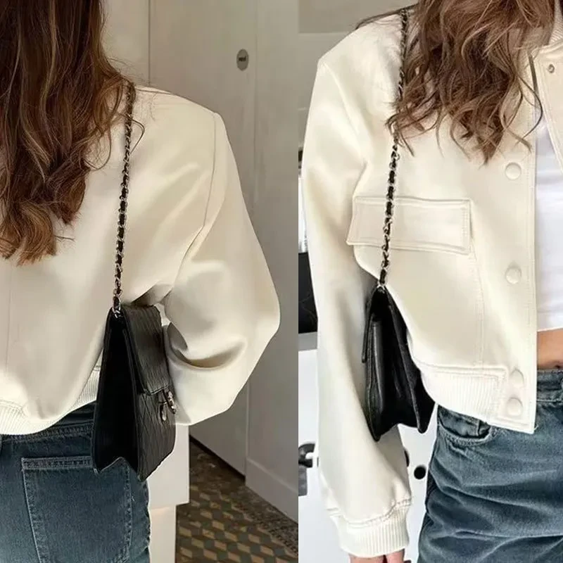 Fashion Button Stand-collar Jacket With Big Pockets