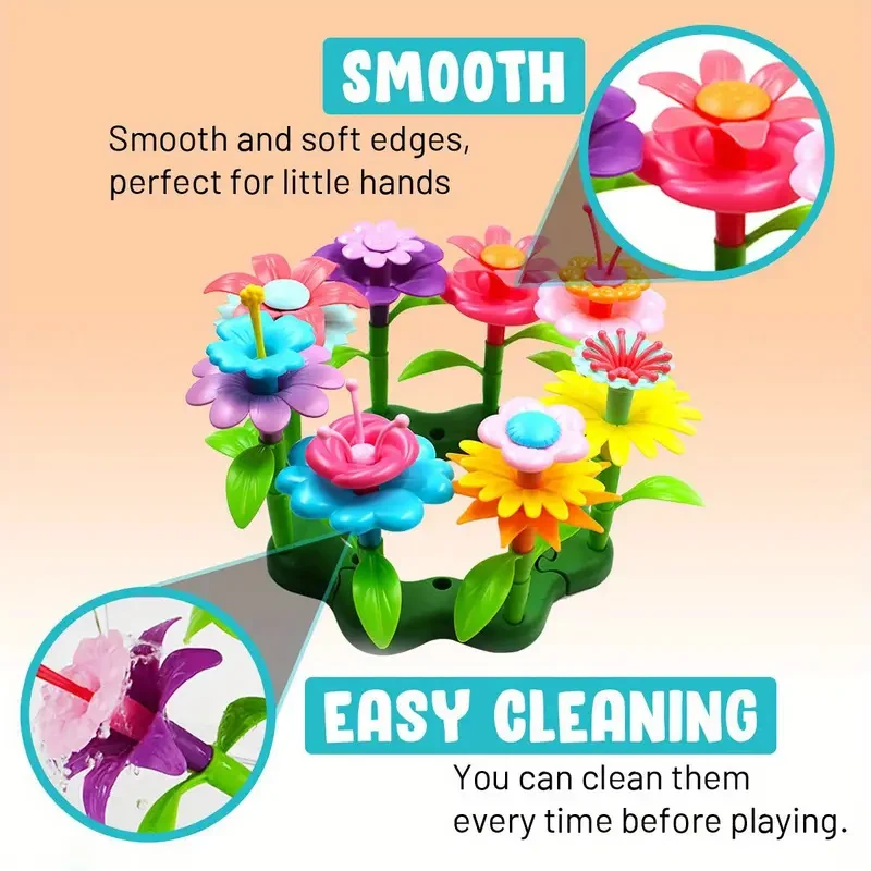 72pcs Flower Garden Building Set: STEM Educational Activity for 3-6 Year Old Boys & Girls - Arts & Crafts Toys Gifts for Preschoolers, Halloween/Thanksgiving Day/Christmas gift