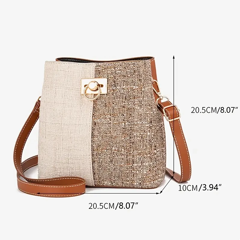 1Pc Small Color Block Bucket Bag