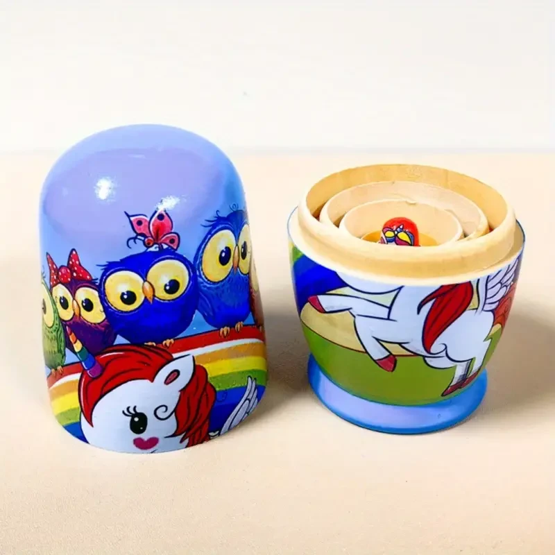 Wooden Unicorn Nesting Dolls: Festive And Unique Home Decor, Children'S Handicraft Toy, Perfect for Christmas, Halloween, Thanksgiving, Birthday, And Party Gifts